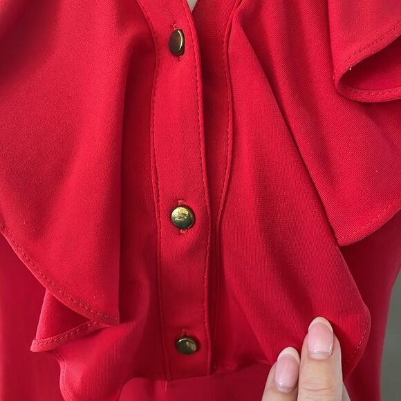 Express Red Ruffle Sleeveless Top size xs - Picture 3 of 7